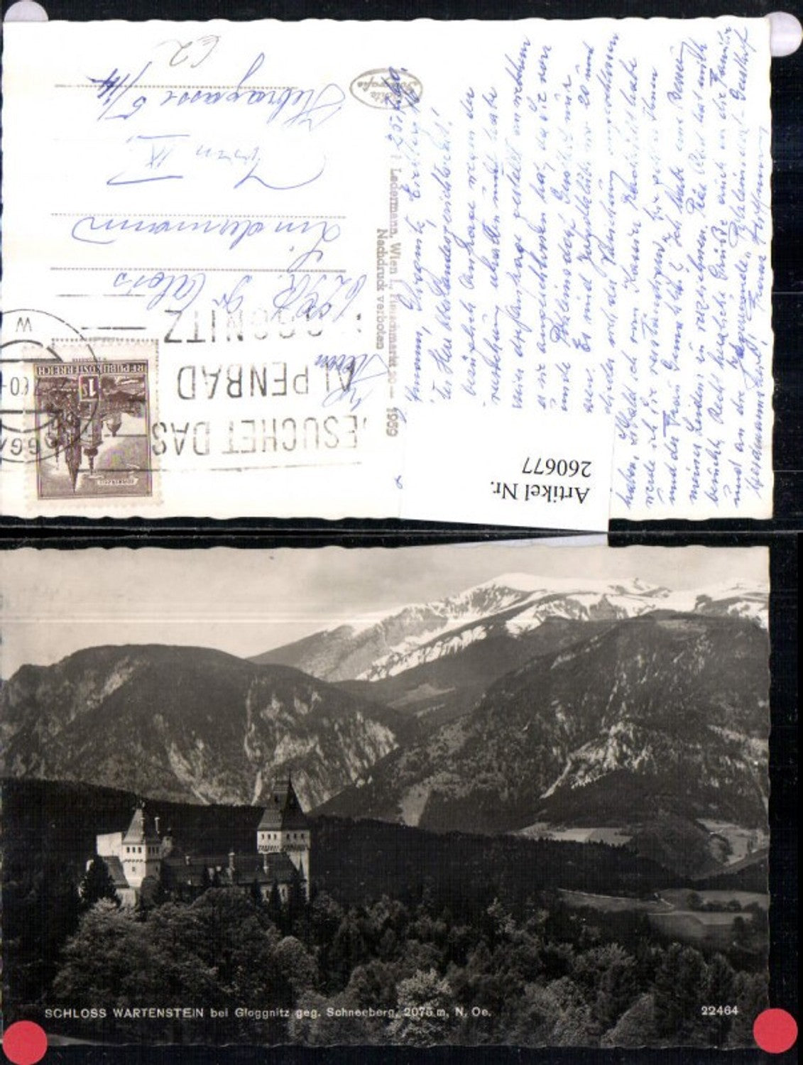 260677,Schoss Wartenstein b. Gloggnitz geg. Schneeberg Bergkulisse