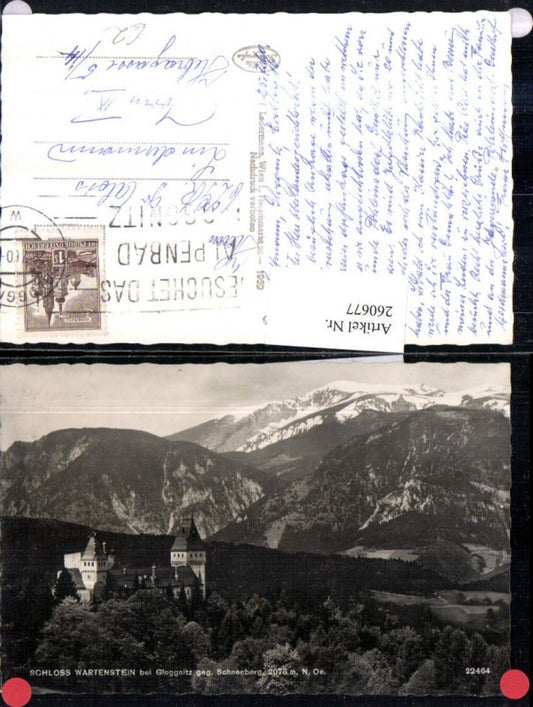 260677,Schoss Wartenstein b. Gloggnitz geg. Schneeberg Bergkulisse