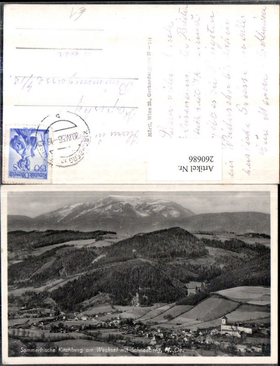 260686,Kirchberg am Wechsel Totale m. Schneeberg Bergkulisse