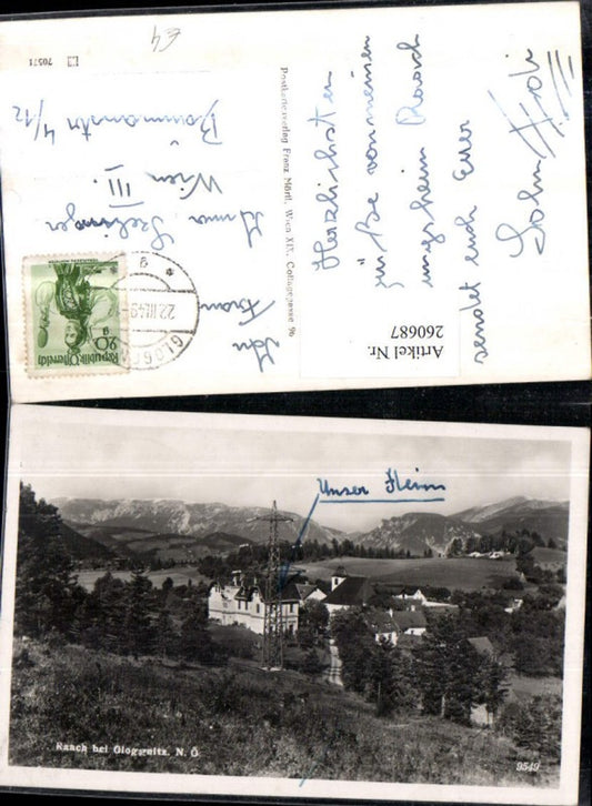 260687,Raach b. Gloggnitz Teilansicht Kirche Bergkulisse