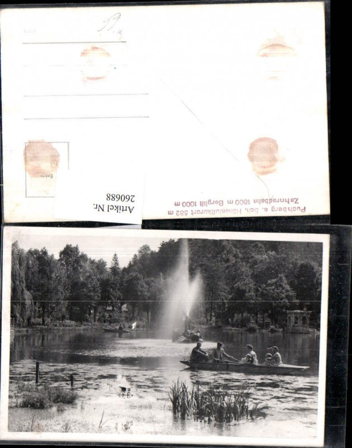 260688,Puchberg am Schneeberg Teich Springbrunnen Ruderboot Partie