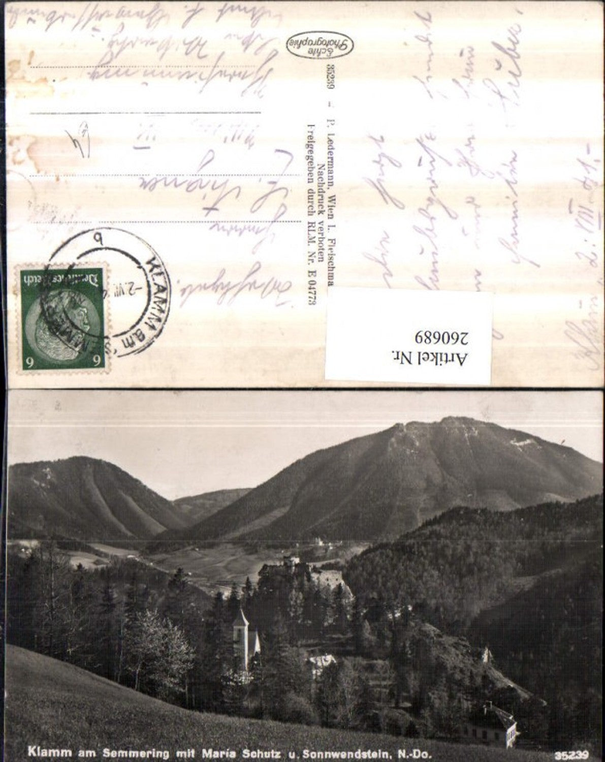 260689,Klamm am Semmering Kirche Burg Ruine m. Maria Schutz u. Sonnwendstein