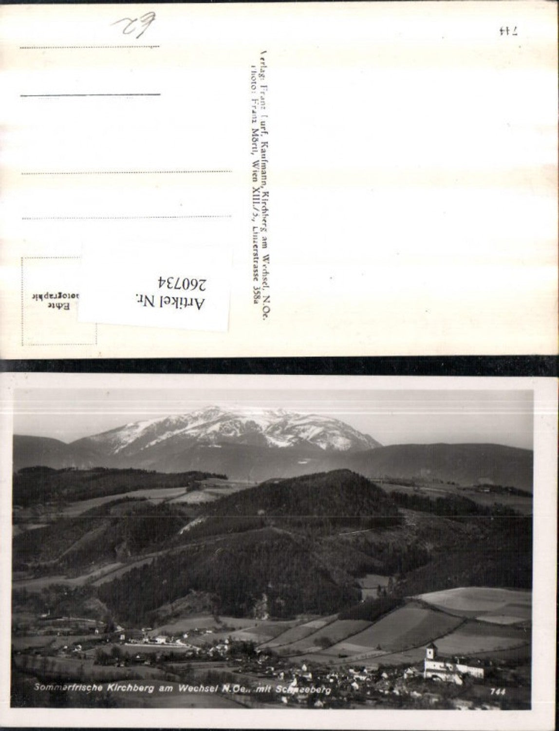 260734,Kirchberg am Wechsel Totale m. Schneeberg Bergkulisse