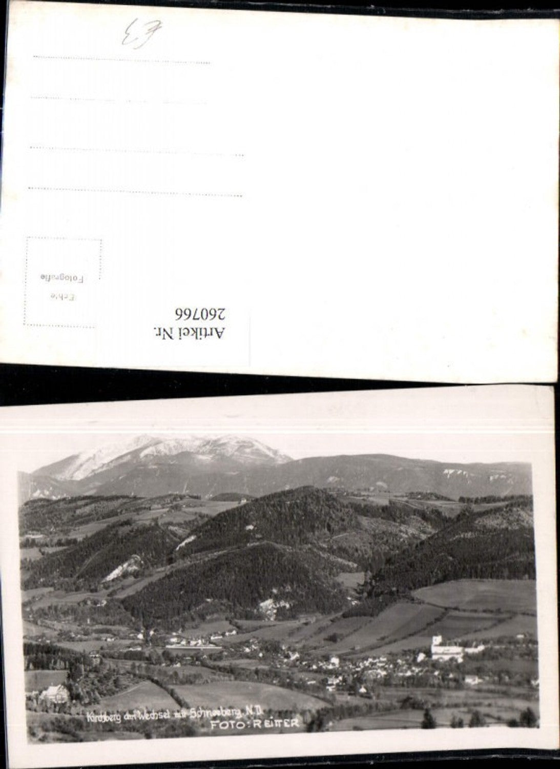 260766,Kirchberg am Wechsel Totale m. Schneeberg Bergkulisse pub Foto Reitter