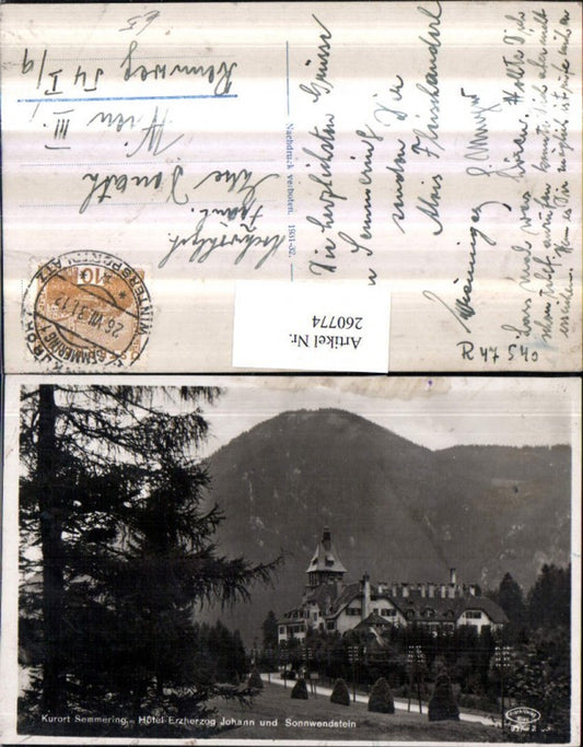 260774,Semmering Hotel Erzherzog Johann u. Sonnwendstein