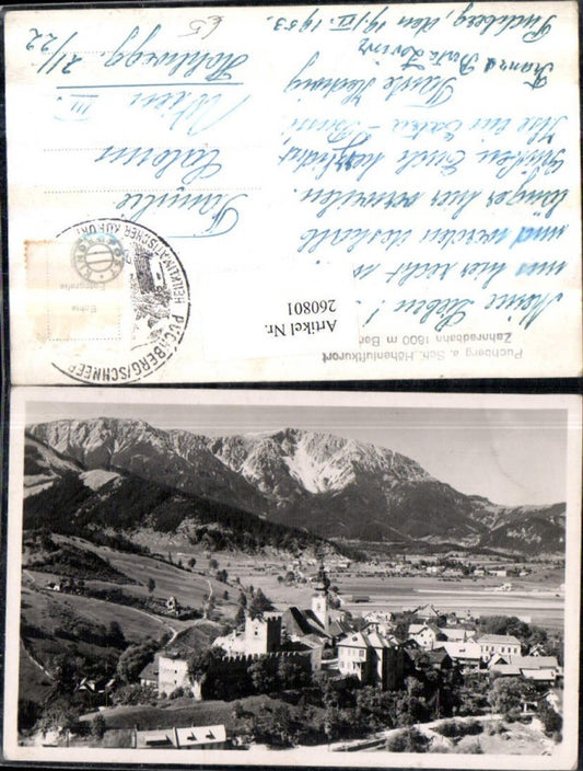 260801,Puchberg am Schneeberg Teilansicht Burg Kirche Bergkulisse