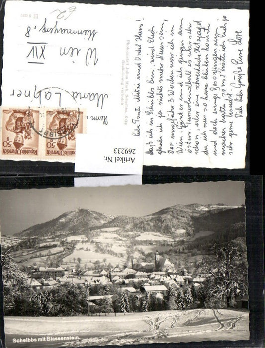 269233,Scheibbs Totale m. Blassenstein Totale Winterbild Bergkulisse