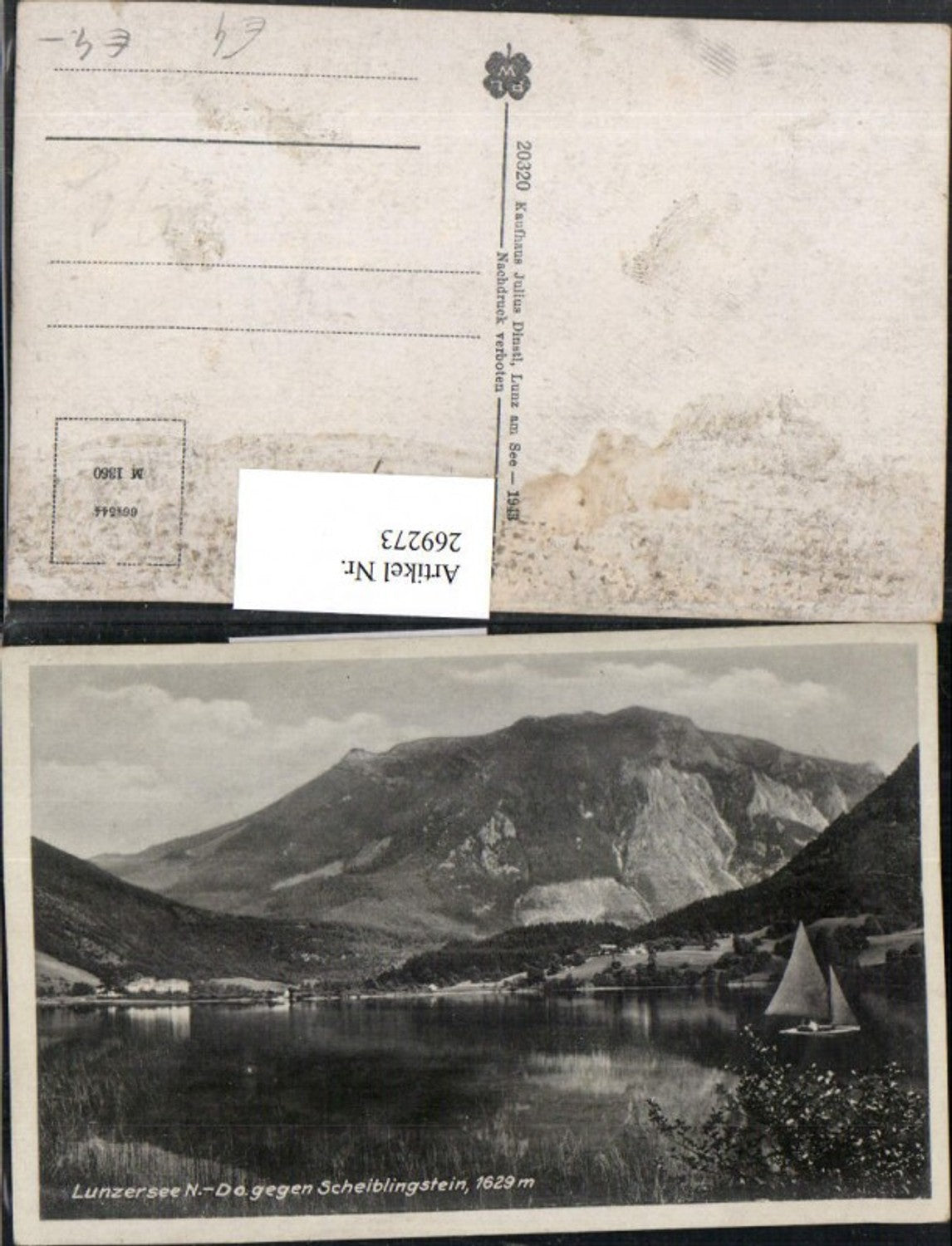 269273,Lunz Lunzer See geg. Scheiblingstein Segelboot Bergkulisse