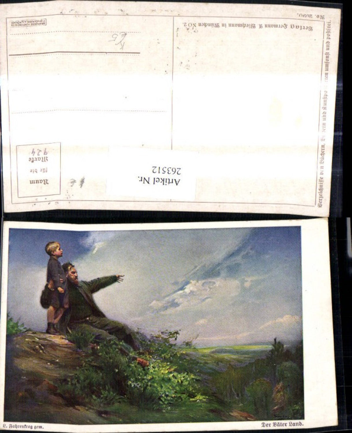 263512,Künstler Ak L. Fahrentrog Der Väter Land Vater u. Sohn Ausblick Landschaft