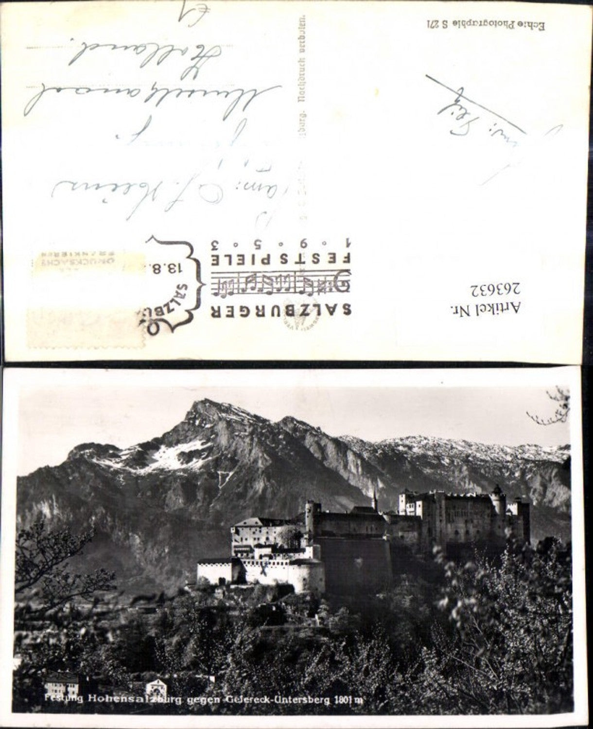 263632,Foto Ak Salzburg Festung Hohensalzburg geg. Geiereck Untersberg