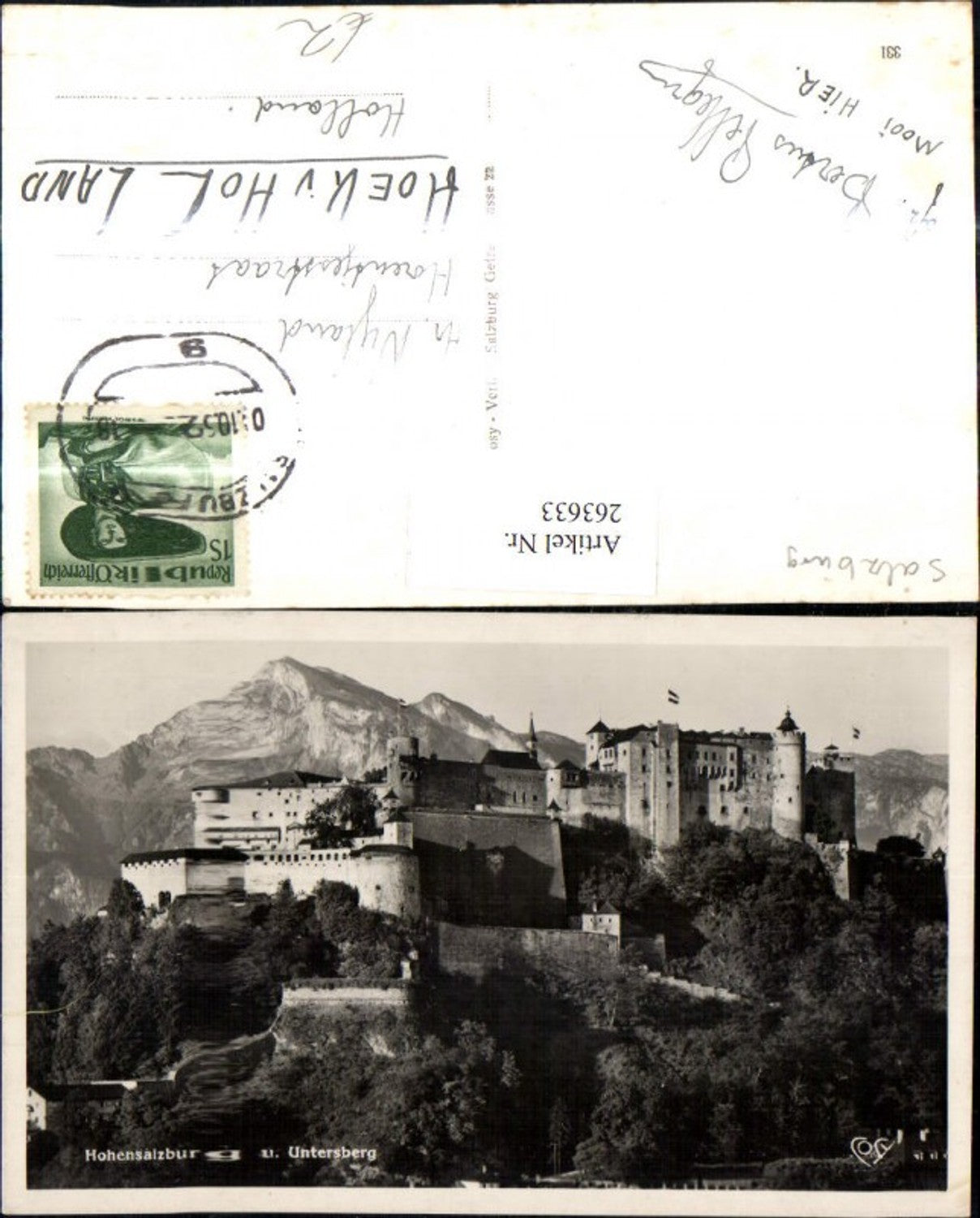 263633,Foto Ak Salzburg Festung Hohensalzburg u. Untersberg