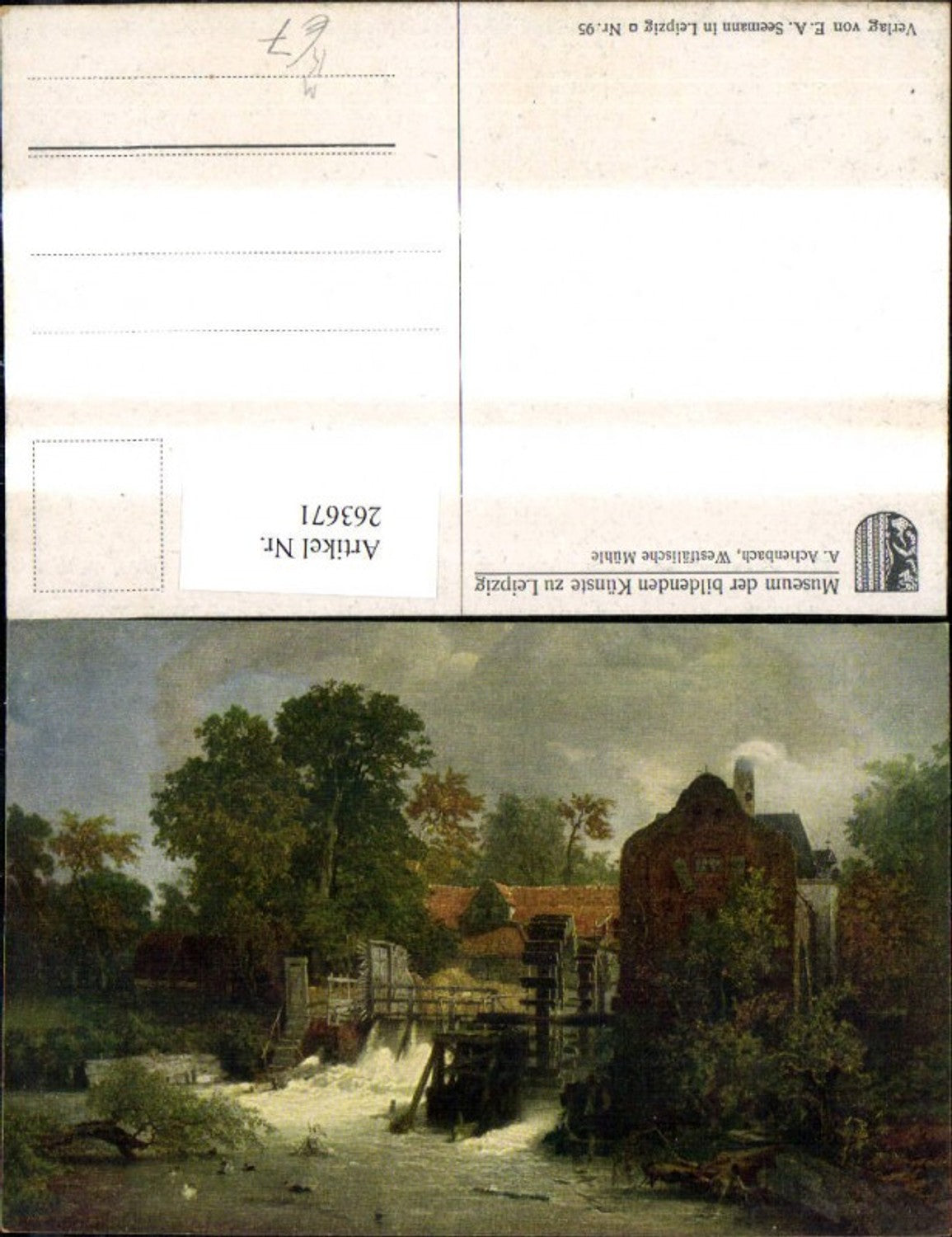 263671,Künstler Ak A. Achenbach Westfälische Mühle Wassermühle