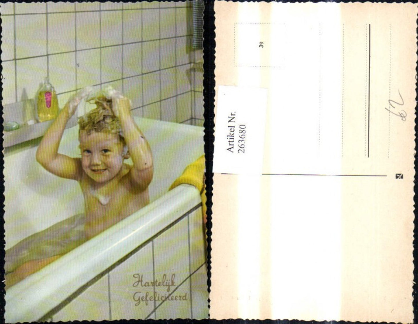 263680,Kinder Mädchen b. Haarewaschen Badewanne Shampoo Hartelijk Gefeliciteerd