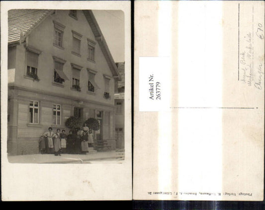 263779, Photo Ak August Beck Mechanical Workshop Ebingen Group photo of house building