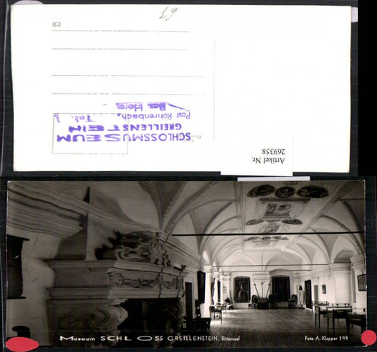 269358,Schloss Greillenstein Innenansicht Rittersaal Röhrenbach