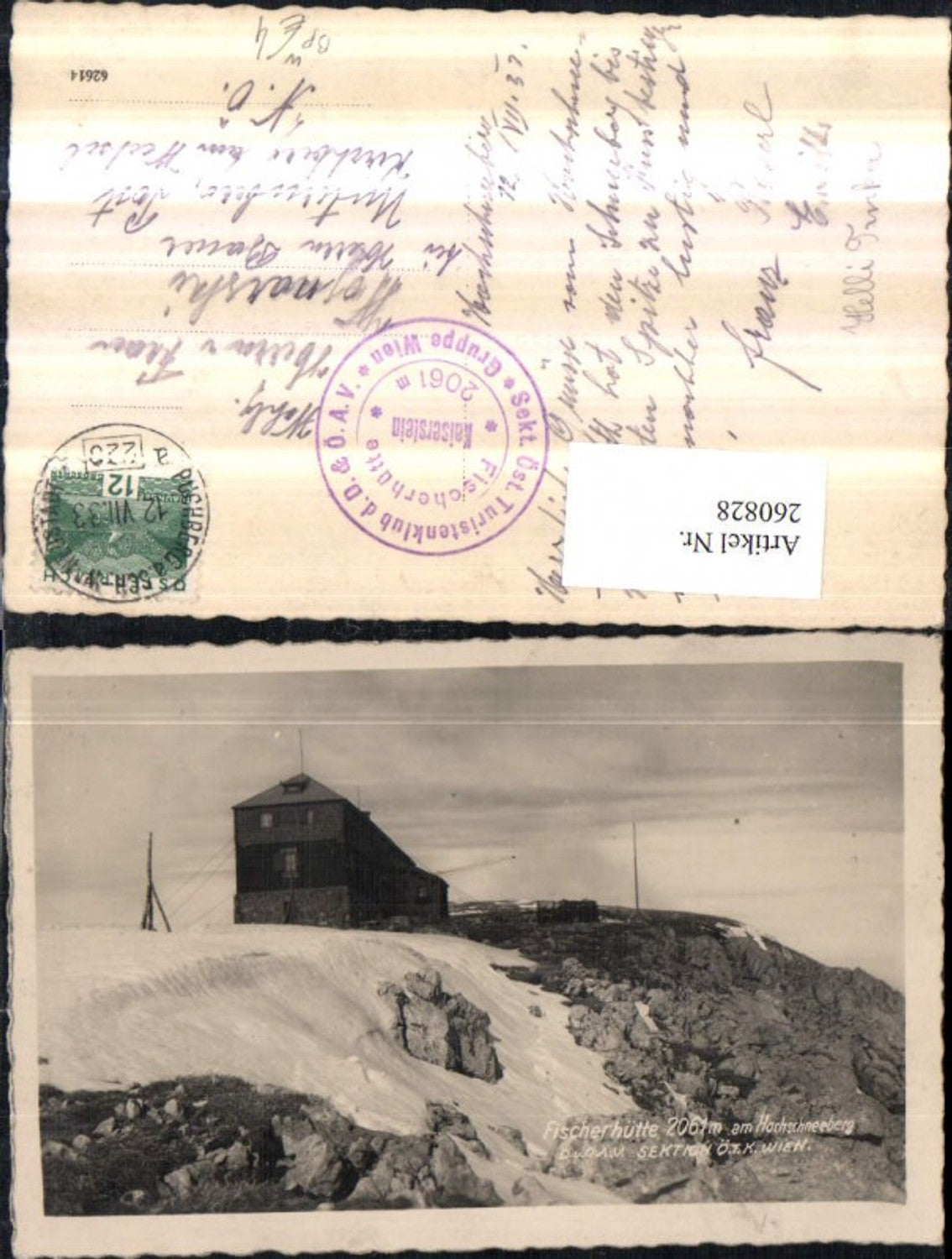 260828,Fischerhütte Berghütte am Hochschneeberg b. Puchberg Bahnpost Zug 220
