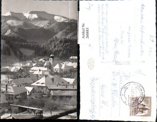 260883,St. Aegyd am Neuwalde Totale Kirche m. Göller Bergkulisse Winterbild