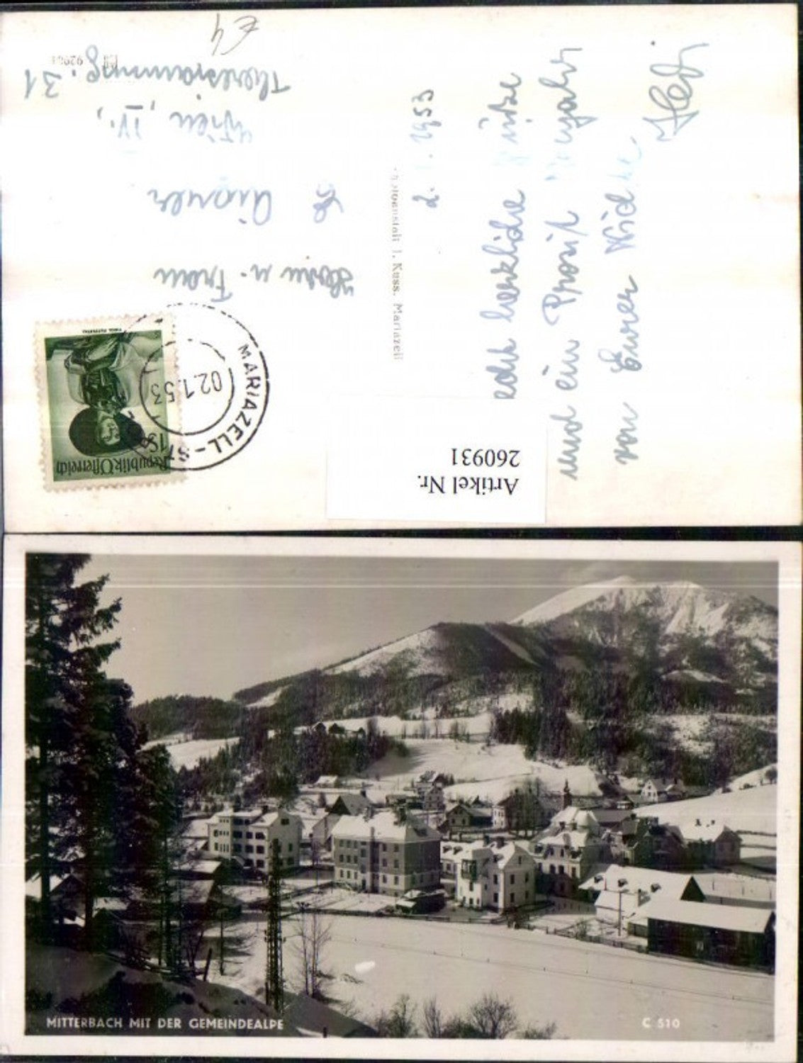 260931,Mitterbach Totale m. d. Gemeindealpe Bergkulisse Winterbild