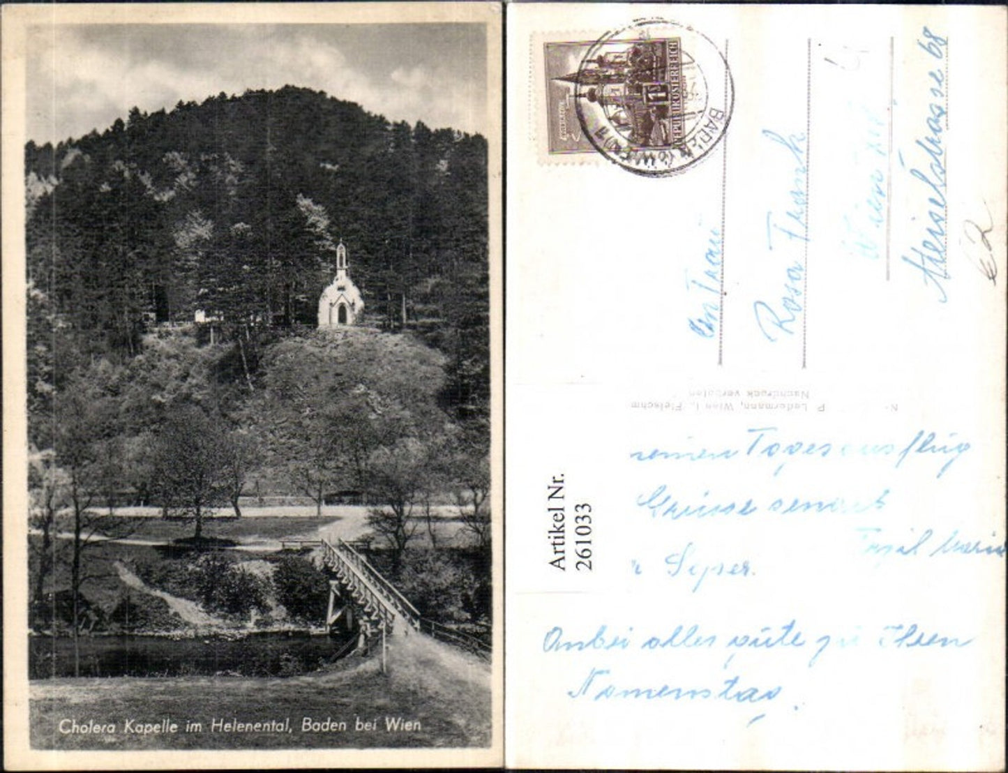 261033,Cholera Kapelle im Helenental b. Baden