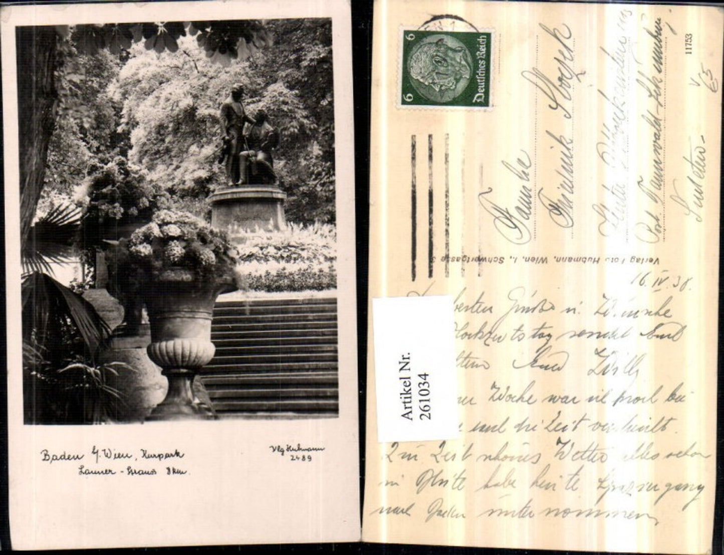 261034,Baden b. Wien Kurpark Lanner-Strauß Denkmal pub Foto Hubmann 2489