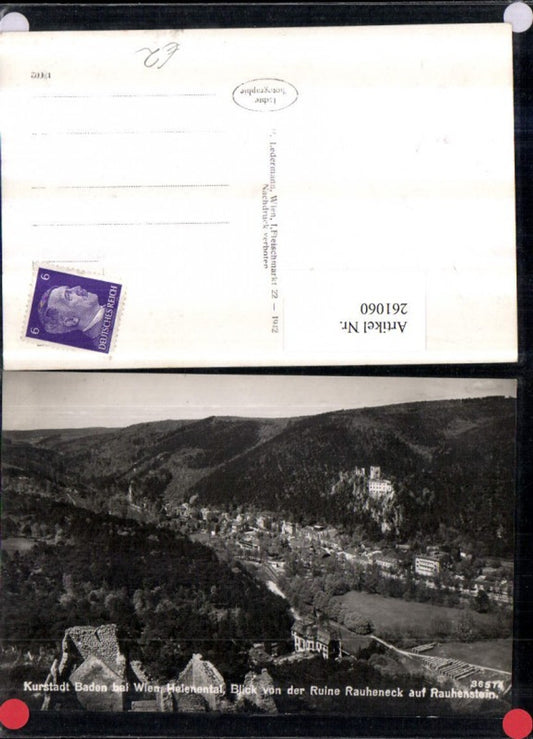 261060,Baden b. Wien Helenental Totale Blick von d. Ruine Rauheneck auf Rauhenstein