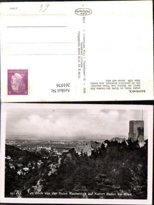 261076,Blick von d. Ruine Rauheneck auf Baden b. Wien