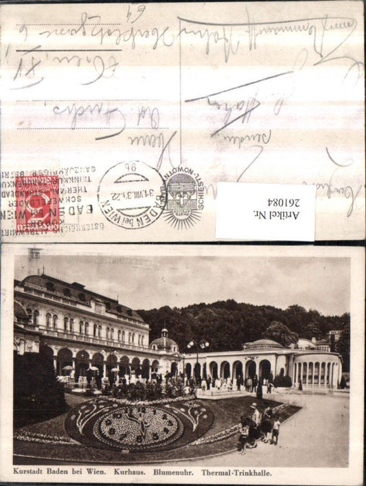 261084,Baden b. Wien Kurhaus Blumenuhr u. Thermal-Trinkhalle