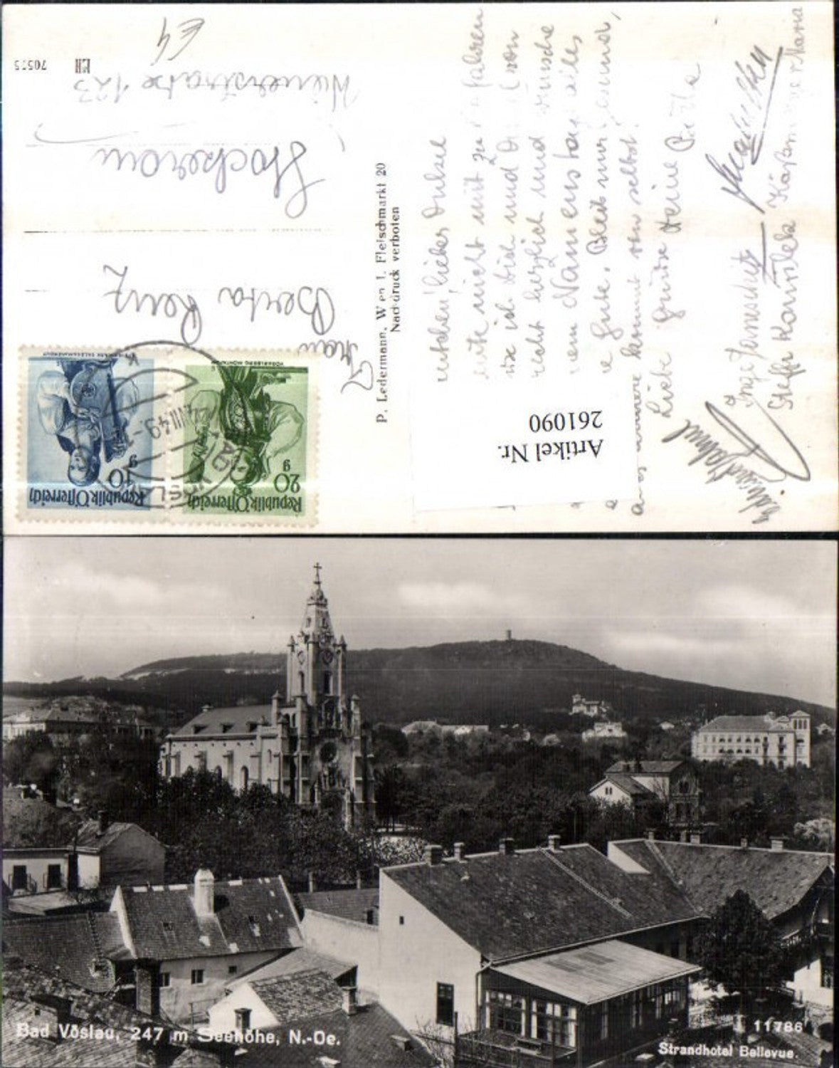 261090,Bad Vöslau Teilansicht Kirche Strandhotel Bellevue