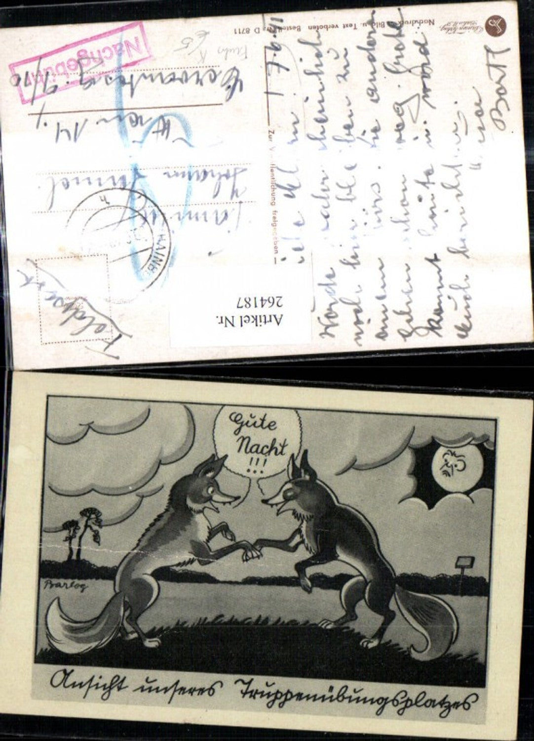 264187,Künstler Ak Füchse wünschen sich Gute Nacht Mondgesicht Spruch Fuchs Scherz Humor