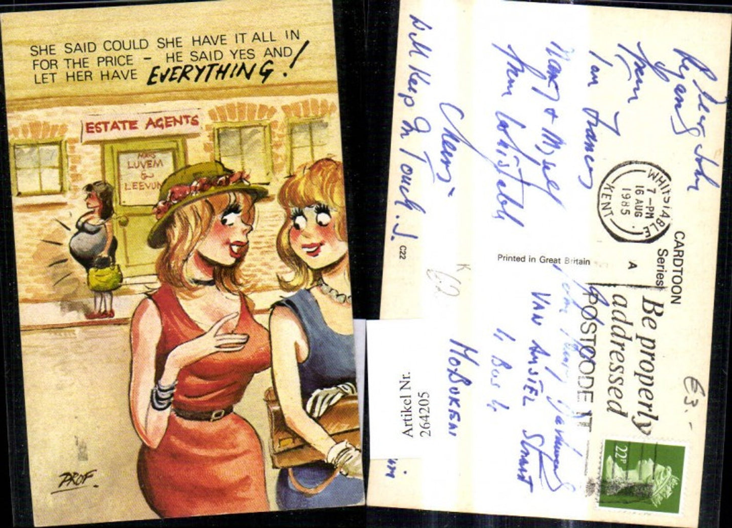 264205,Künstler Ak Prof Frauen Schwangere Frau v. Estate Agents Spruch Scherz Humor