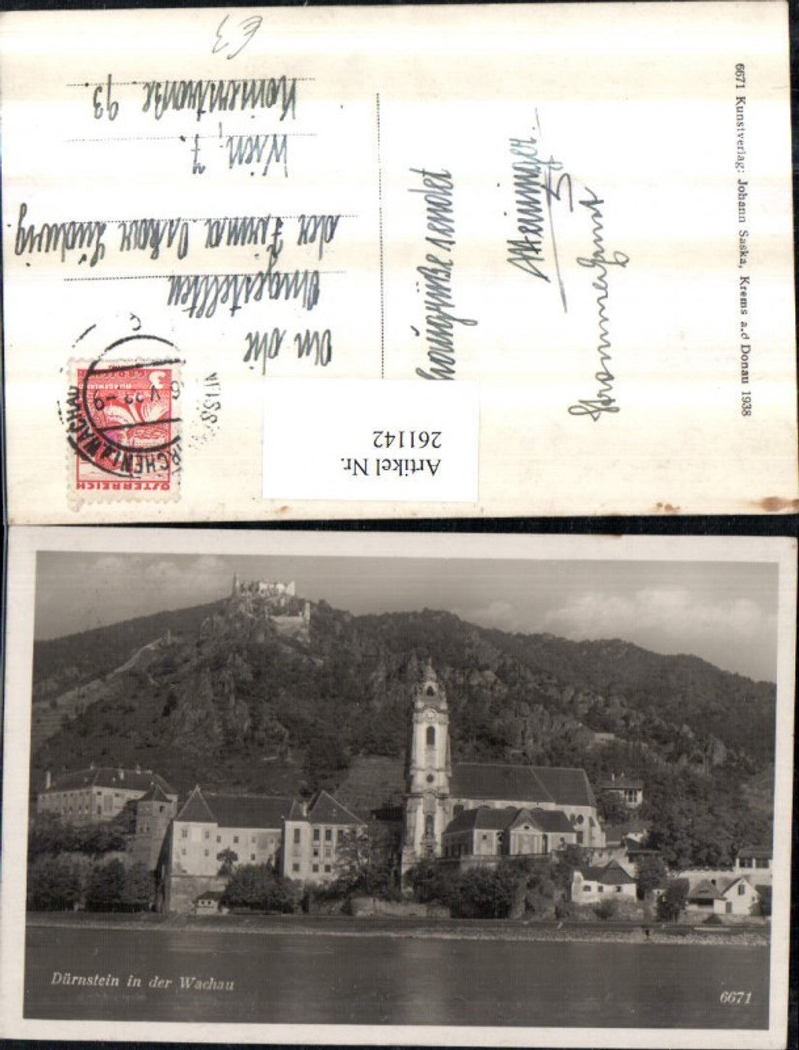 261142,Dürnstein in d. Wachau Teilansicht Kirche m. Ruine