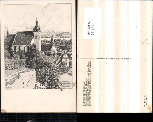 261187,Künstler AK Ulf Seidl Krems an d. Donau Piaristenkirche Kirche m. Stift Göttweig