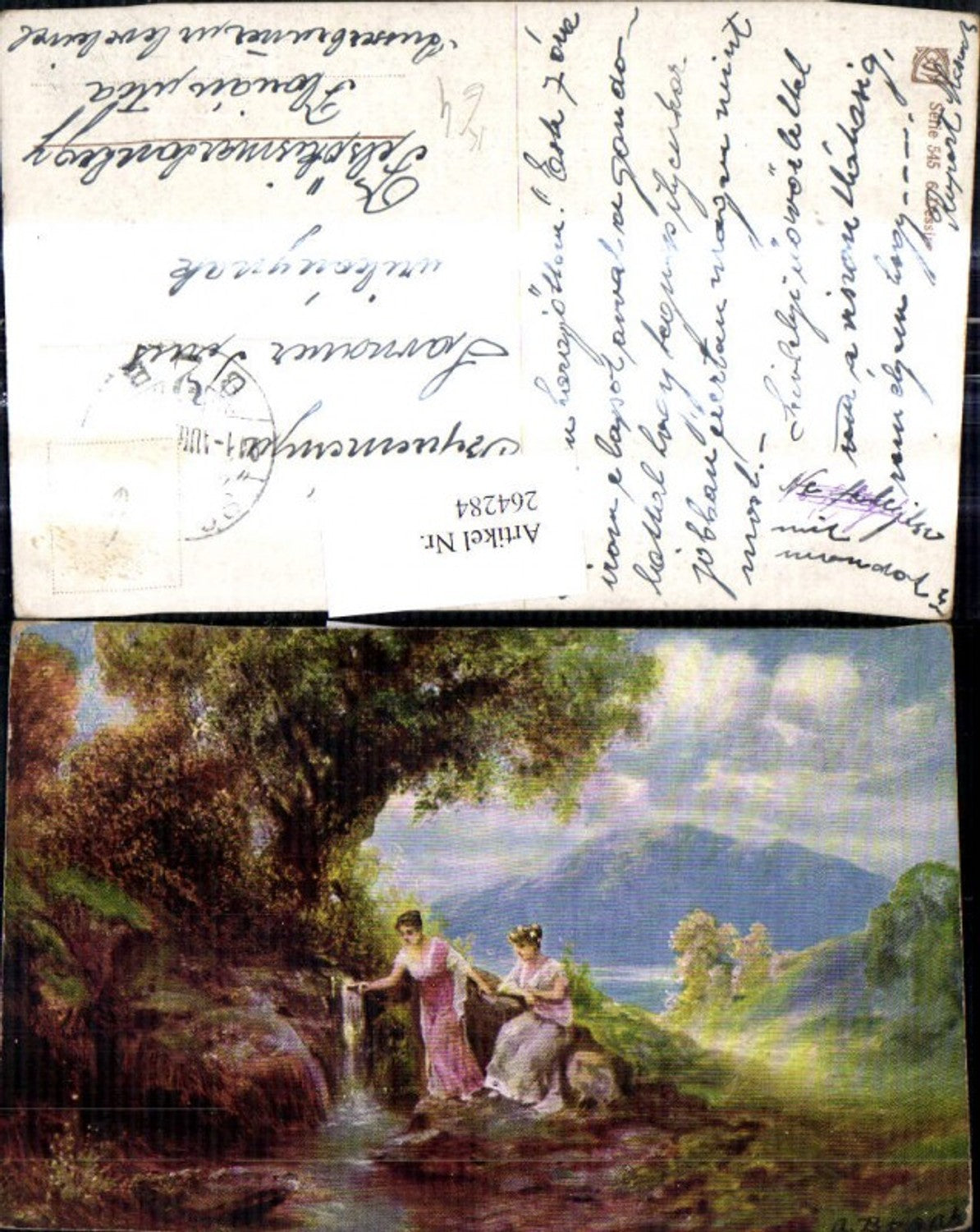 264284,Künstler Ak A. Brach Frauen b. Quelle Bach Landschaft
