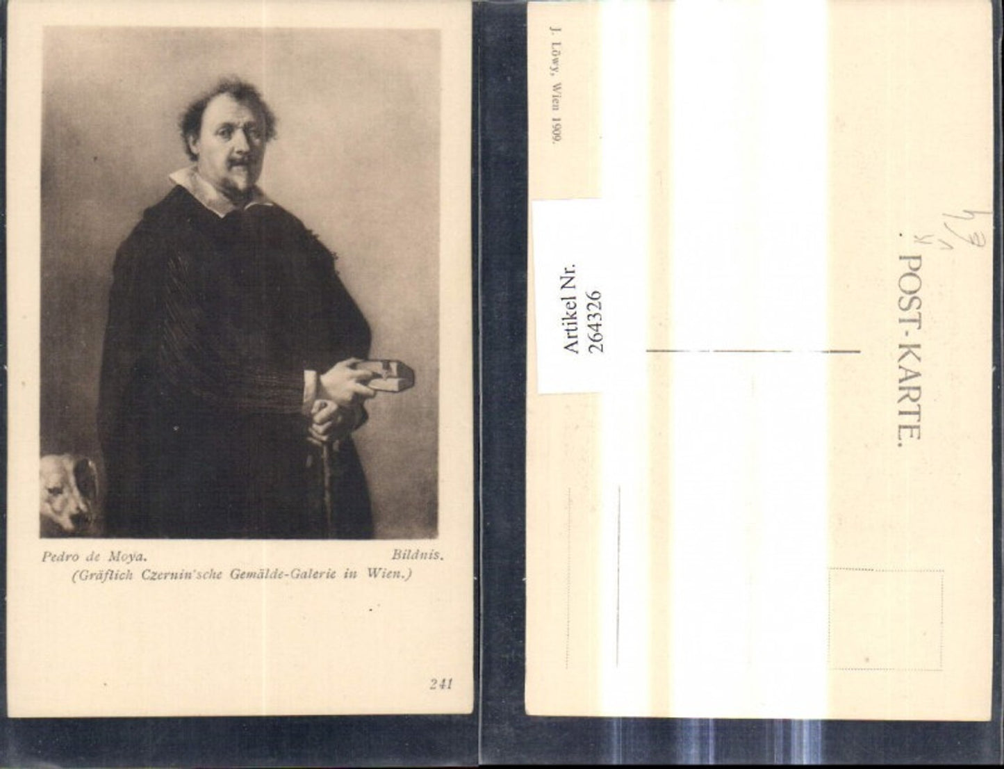 264326,Künstler Ak Pedro de Moya Bildnis Mann m. Buch Gehstock Portrait pub J. Löwy Wien 241