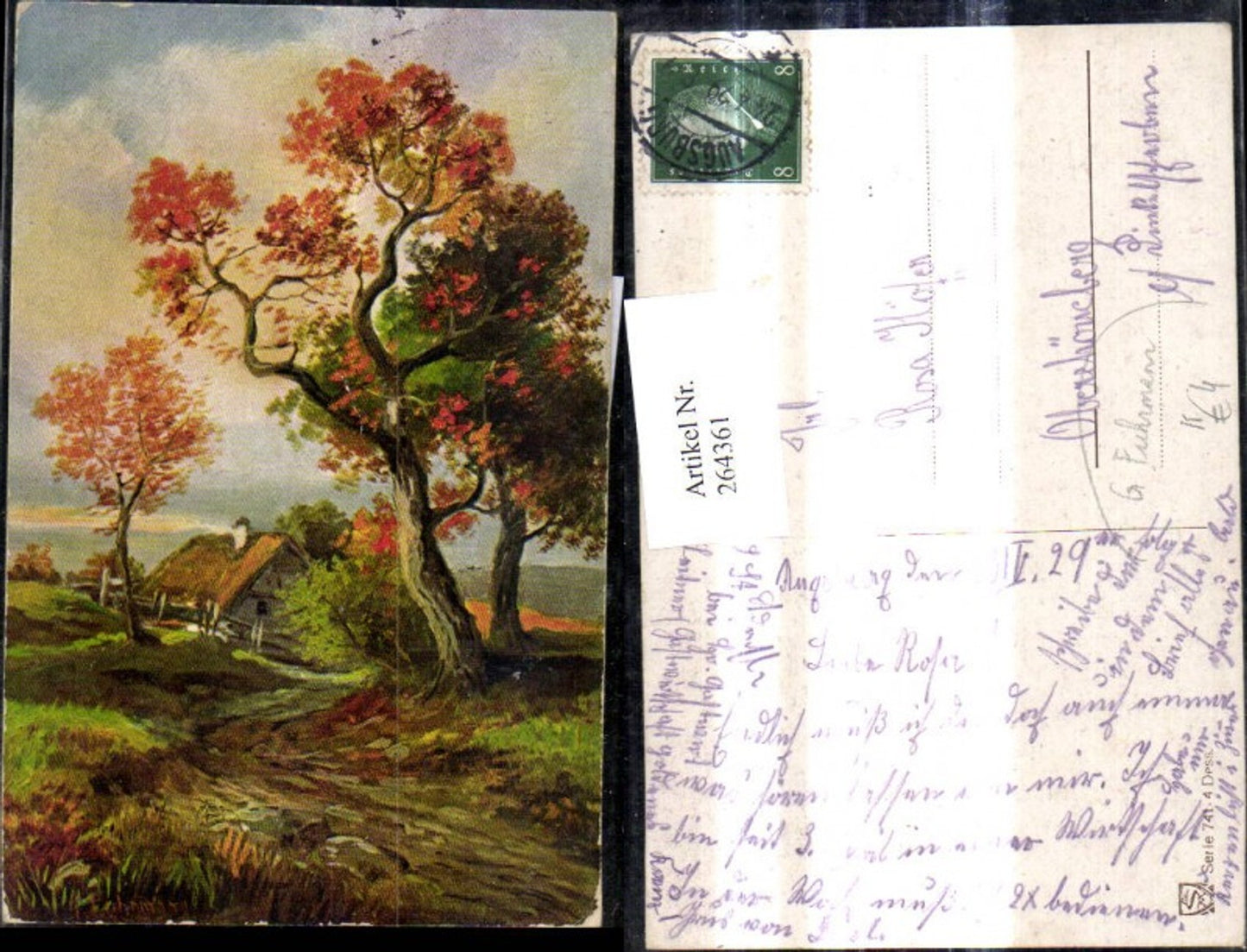 264361,Künstler Ak G. Fuhrmann Haus Weg Baum Landschaft Herbststimmung