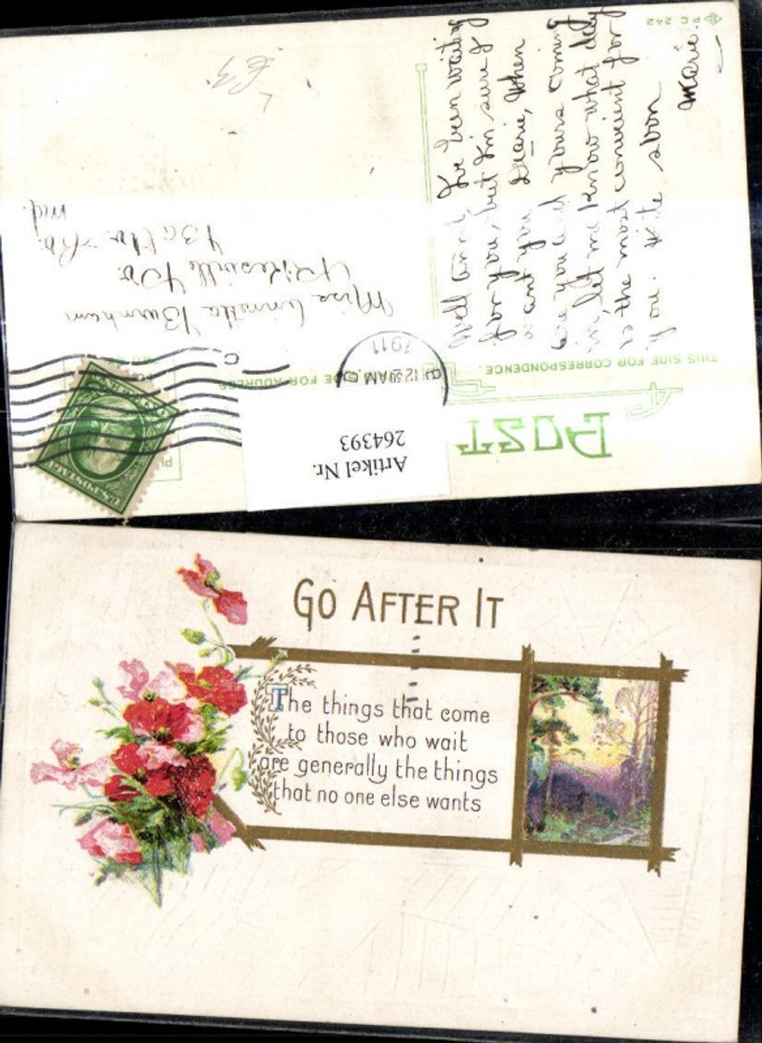264393,Präge Litho Landschaft Text Blumen Klatschmohn Mohnblumen Go after it