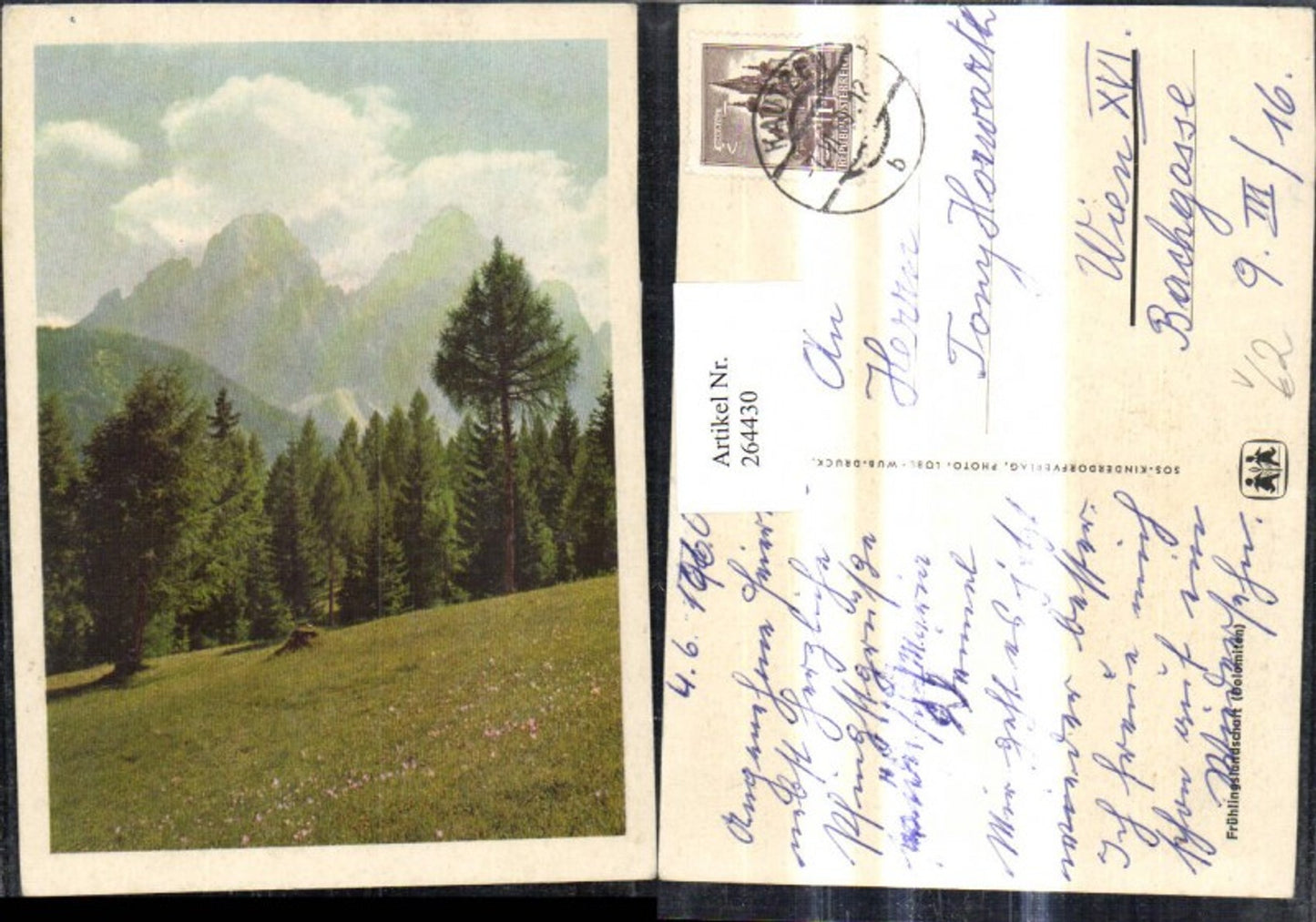 264430,SOS Kinderdorf Frühlingslandschaft Dolomiten Wiese Bäume Landschaft Bergkulisse