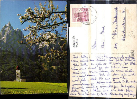 264436,SOS Kinderdorf Kirche Blumenwiese Baumblüte Bergkulisse