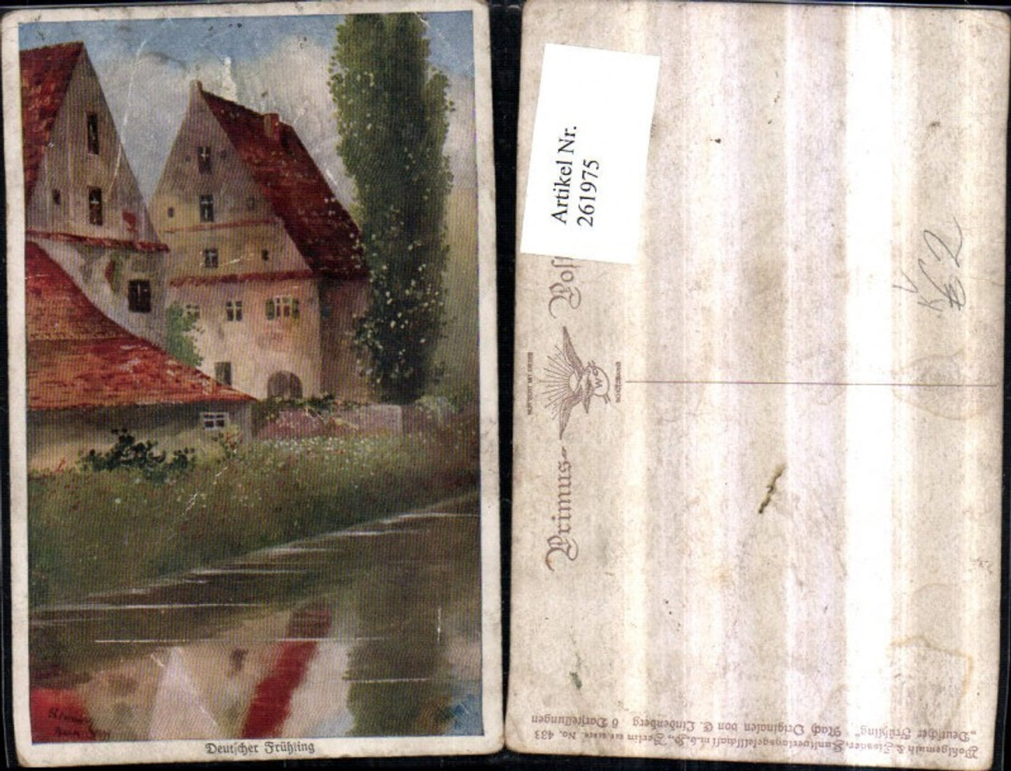 261975,Primus AK 433 Künstler E. Lindenberg Deutscher Frühling Häuser Partie