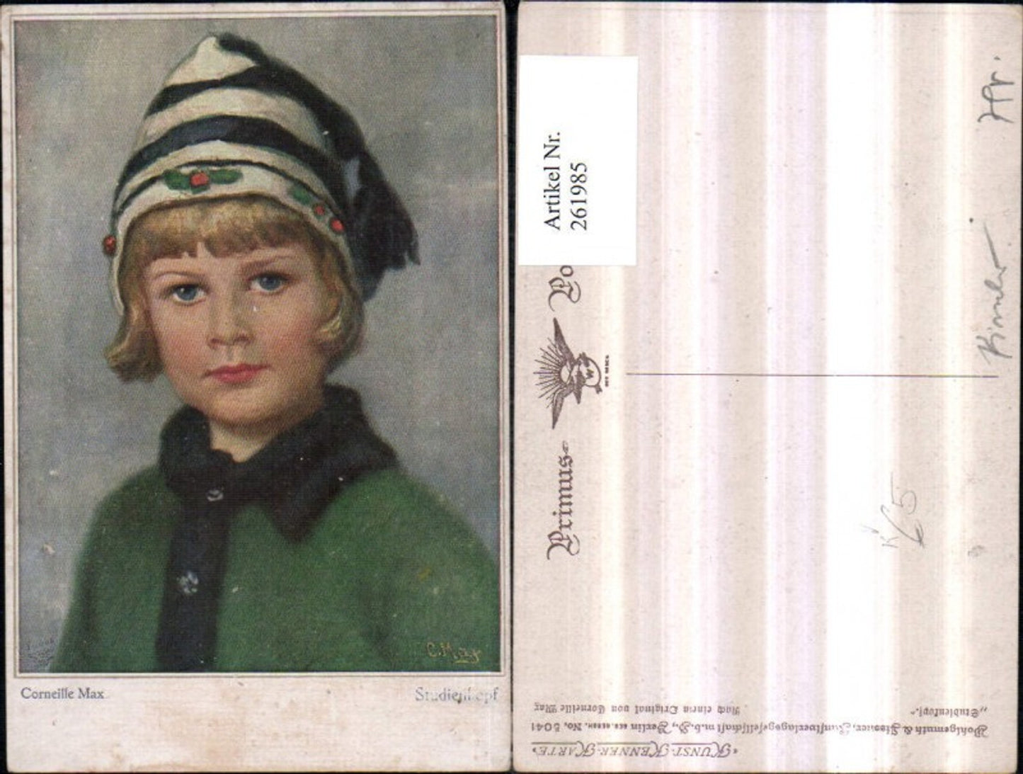 261985,Primus AK 5041 Künstler Corneille Max Studienkopf Kind m. Haube Portrait