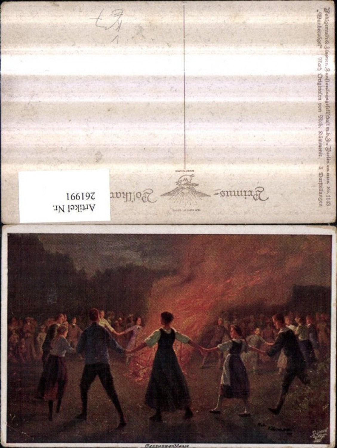 261991,Primus AK 1143 Künstler Rob. Kämmerer Sonnenwendfeuer Feuer Ringeltanz