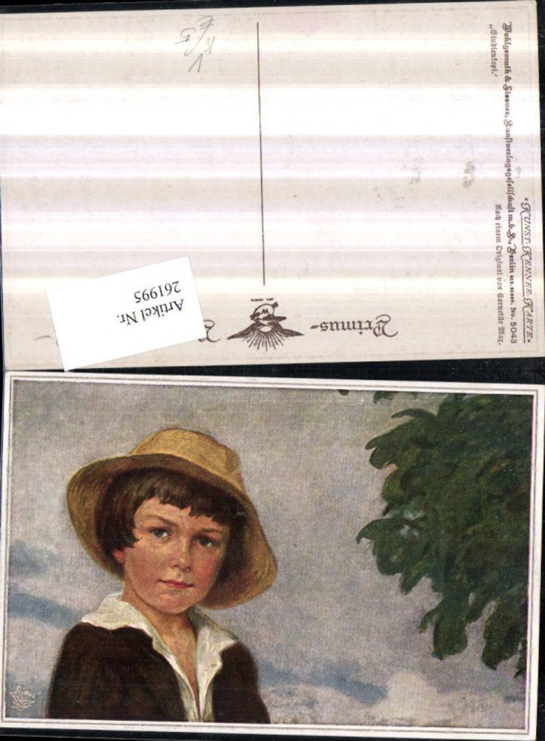 261995,Primus AK 5043 Künstler Corneille Max Junge Bub m. Hut Portrait