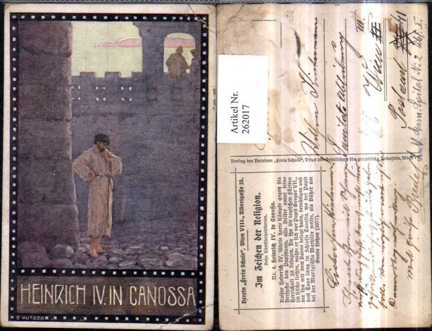 262017,Künstler AK Ernst Kutzer Religion Heinrich 4. in Canossa