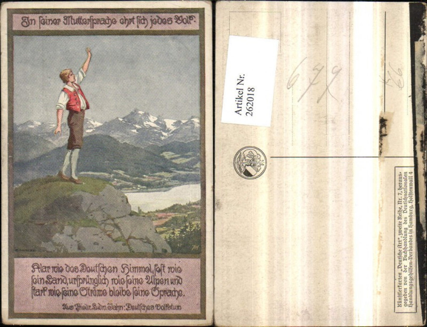 262018,Künstler AK Ernst Kutzer Mann am Berg Bergkulisse Text Spruch