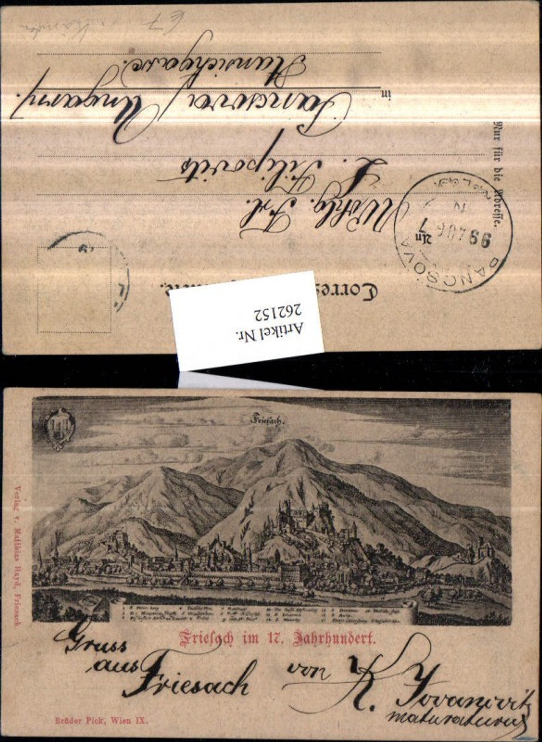 262152,Friesach im 17. Jahrhundert Totale m. Schloss