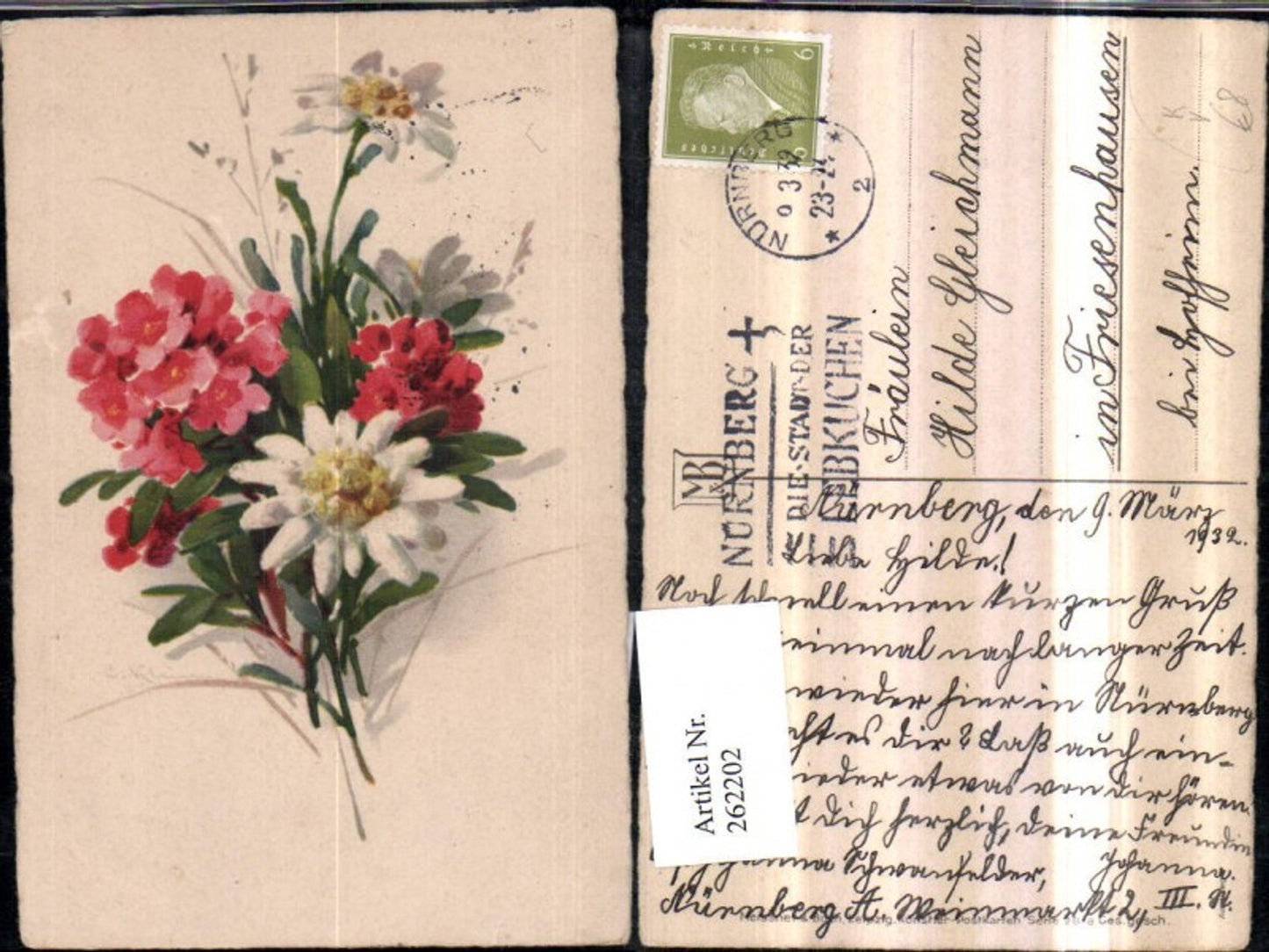 262202,Künstler AK Catharina Klein Blumenstrauß Blumen Edelweiß pub Meissner u. Buch 2818