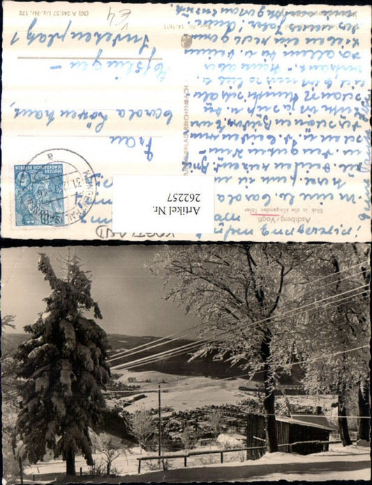 262257, Aschberg in Vogtland, view into the valleys, winter scene, pub VEB 14/1611