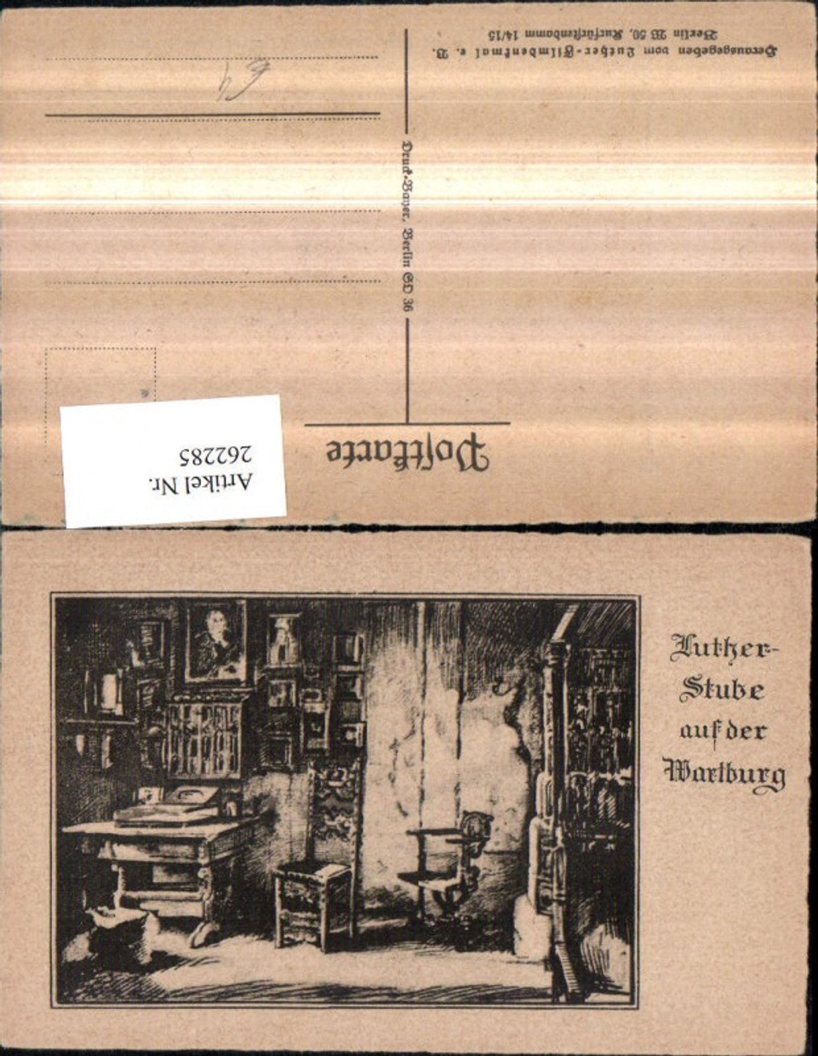 262285,Künstler AK Lutherstube auf d. Wartburg b. Eisenach Innenansicht