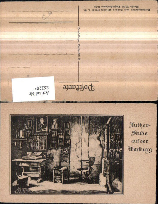 262285, Artist AK Luther's Room at Wartburg Castle near Eisenach Interior view