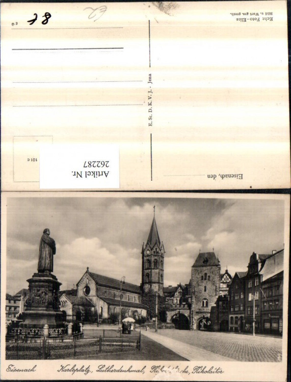 262287,Eisenach Karlsplatz Lutherdenkmal Nikolaikirche Nikolaitor